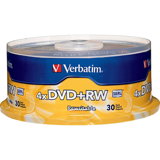 Verbatim 94834 DVD réinscriptible - DVD+RW - 4x - 4,70 Go - Lot de 30 - Argent 94834