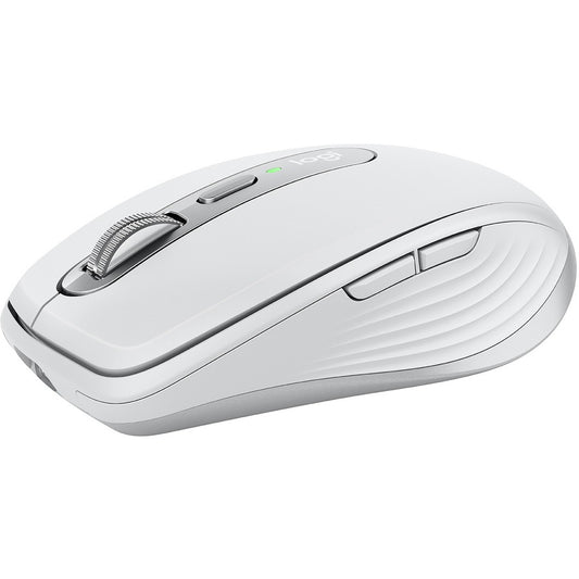Souris compacte et performante Logitech MX Anywhere 3 pour Mac, sans fil, confortable, défilement ultra-rapide, toutes surfaces, portable, 4 000 DPI, boutons personnalisables, USB-C, Bluetooth, Apple Mac, iPad, gris pâle 910-005899