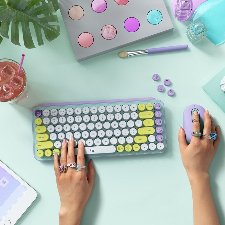 Clavier mécanique sans fil Logitech POP Keys avec touches emoji - Daydream Mint 920-010708