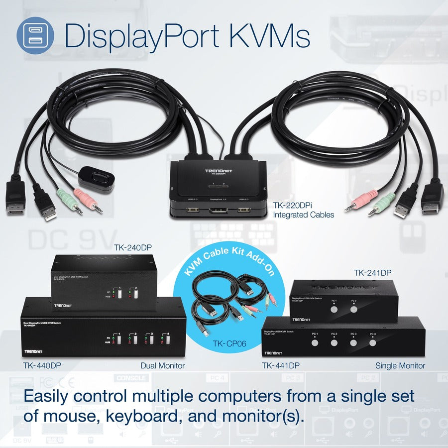 Commutateur KVM DisplayPort à 2 ports TRENDnet TK-241DP (version 1.0R) TK-241DP