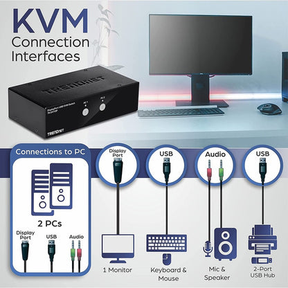Commutateur KVM DisplayPort à 2 ports TRENDnet TK-241DP (version 1.0R) TK-241DP