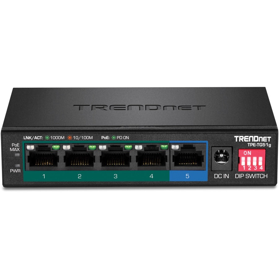Commutateur PoE+ Gigabit à 5 ports TRENDnet TPE-TG51g