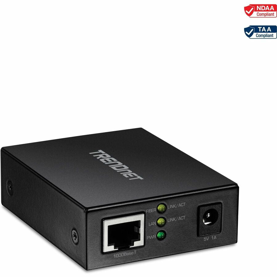 Convertisseur de média fibre 1000BASE-T vers SFP TRENDnet ; Convertisseur de média Gigabit Ethernet vers SFP ; Capacité de commutation 4 Gbit/s ; TFC-GSFP TFC-GSFP