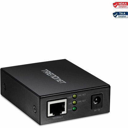 Convertisseur de média fibre 1000BASE-T vers SFP TRENDnet ; Convertisseur de média Gigabit Ethernet vers SFP ; Capacité de commutation 4 Gbit/s ; TFC-GSFP TFC-GSFP