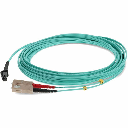 Câble patch fibre multimode (MMF) duplex SC/MTRJ OM3 Aqua AddOn 7 m ADD-SC-MTRJ-7M5OM3