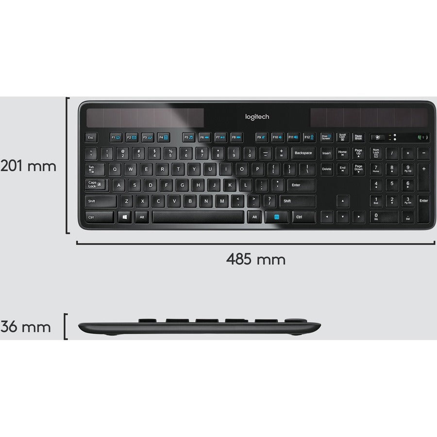 Clavier solaire sans fil Logitech K750 pour Windows, sans fil 2,4 GHz avec récepteur USB Unifying, ultra-mince, compatible avec PC, ordinateur portable 920-002912