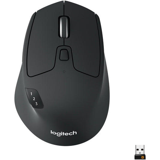 Souris sans fil multi-appareils Logitech M720 Triathlon, Bluetooth, récepteur USB Unifying, 1000 DPI, 8 boutons, batterie de 2 ans, compatible avec ordinateur portable, PC, Mac, iPadOS - Noir 910-004790