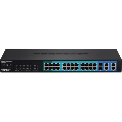 TRENDnet Switch Web Smart PoE+ 28 ports 10/100 Mbps, 20 ports PoE, 4 ports PoE+, 2 ports Gigabit, 2 ports Gigabit partagés (RJ-45 ou SFP), montable en rack, protection à vie, noir, TPE-224WS TPE-224WS
