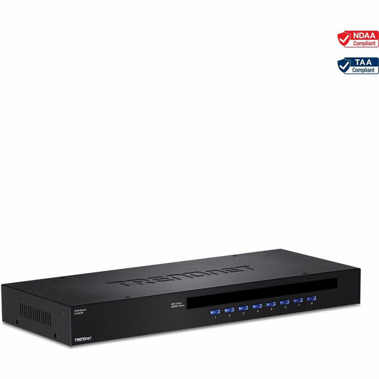 TRENDnet Commutateur KVM à montage en rack USB/PS2 à 8 ports, TK-803R, connexion VGA et USB, prend en charge les connexions USB et PS/2, surveillance des périphériques, recherche automatique, retour sonore, contrôle jusqu'à 8 ordinateurs/serveurs TK-803R