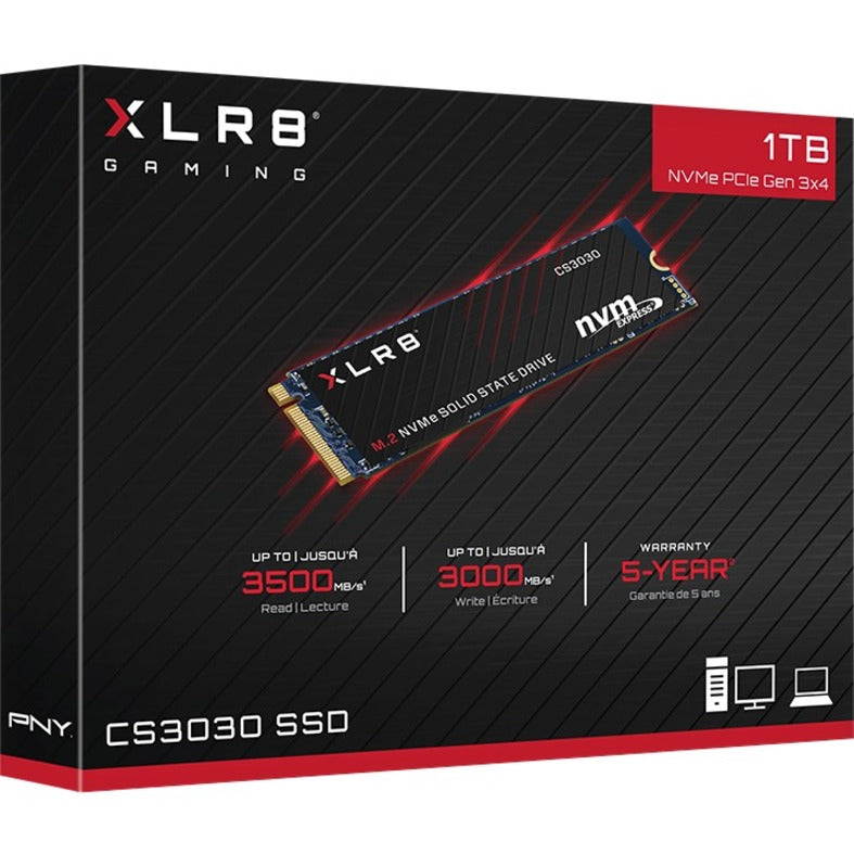 Disque SSD PNY CS3030 2 To - M.2 2280 interne - PCI Express NVMe (PCI Express NVMe 3.0 x4) M280CS3030-2TB-RB