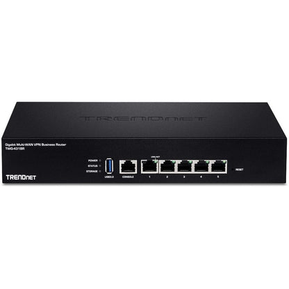Routeur VPN multi-WAN Gigabit TRENDnet pour entreprise ; TWG-431BR ; 5 ports Gigabit ; 1 port console ; QoS ; routage inter-VLAN ; routage dynamique ; équilibrage de charge ; haute disponibilité ; mises à jour du micrologiciel en ligne TWG-431BR
