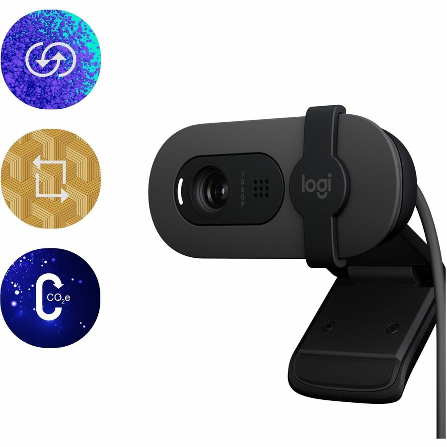 Webcam Logitech BRIO 100 - 2 mégapixels - 30 ips - Graphite - USB Type A 960-001580