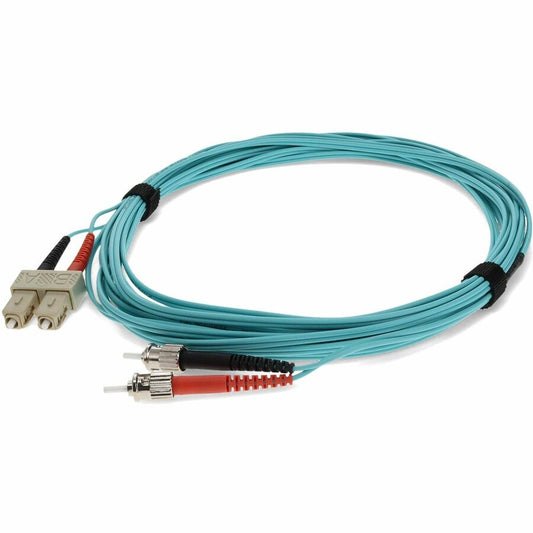 Câble de raccordement fibre optique multimode optimisé au laser (LOMM) duplex ST/SC OM4 Aqua 2 m AddOn ADD-ST-SC-2M5OM4