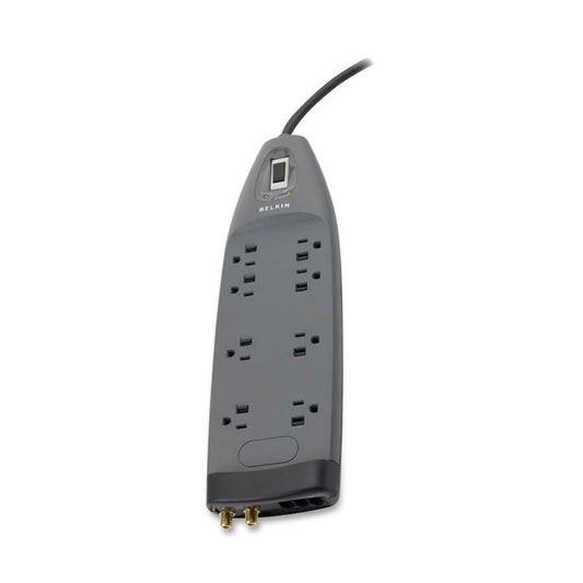 Belkin 8 Outlet Home/Office Surge Protector with coxial protection - 6 foot Cable - Black- 3550 Joules BE10823006