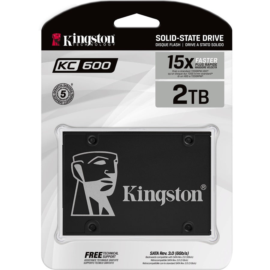 Disque SSD Kingston KC600 2 To - 2,5" interne - SATA (SATA/600) - 3,5" support SKC600/2048G