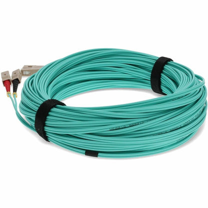 Câble de raccordement fibre optique multimode optimisé au laser (LOMM) duplex SC/SC OM4 Aqua 30 m AddOn ADD-SC-SC-30M5OM4