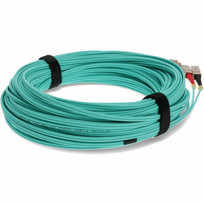 Câble de raccordement fibre optique multimode optimisé au laser (LOMM) duplex SC/SC OM4 Aqua 30 m AddOn ADD-SC-SC-30M5OM4