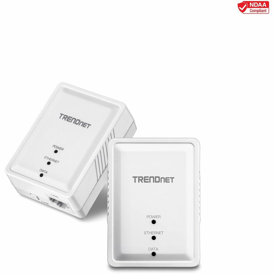 TRENDnet Kit d'adaptateurs Powerline 500 AV Nano, comprend 2 adaptateurs TPL-406E, compatible avec Powerline 600-500-200, Windows 10, 8.1, 8, 7, Vista, XP, installation Plug &amp; Play, blanc, TPL-406E2K TPL-406E2K