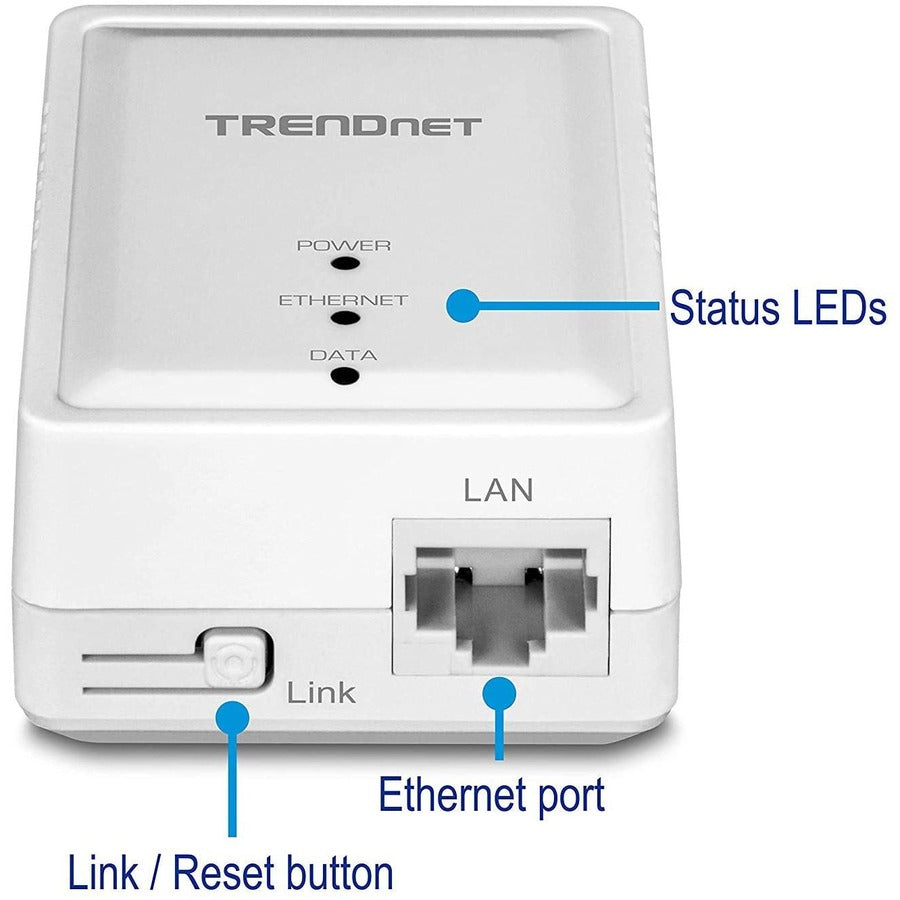 TRENDnet Kit d'adaptateurs Powerline 500 AV Nano, comprend 2 adaptateurs TPL-406E, compatible avec Powerline 600-500-200, Windows 10, 8.1, 8, 7, Vista, XP, installation Plug &amp; Play, blanc, TPL-406E2K TPL-406E2K