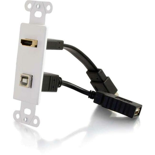 Plaque murale décorative C2G HDMI et USB Pass Through - Blanc 39702