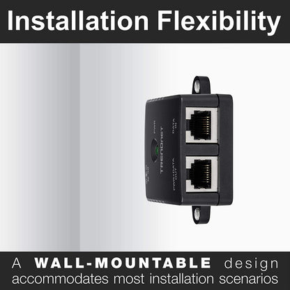 Injecteur Power Over Ethernet Gigabit TRENDnet, vitesses Gigabit en duplex intégral, 1 port Gigabit Ethernet, 1 port Gigabit Ethernet PoE, périphériques réseau jusqu'à 100 M (328 pieds), 15,4 W, noir, TPE-113GI TPE-113GI