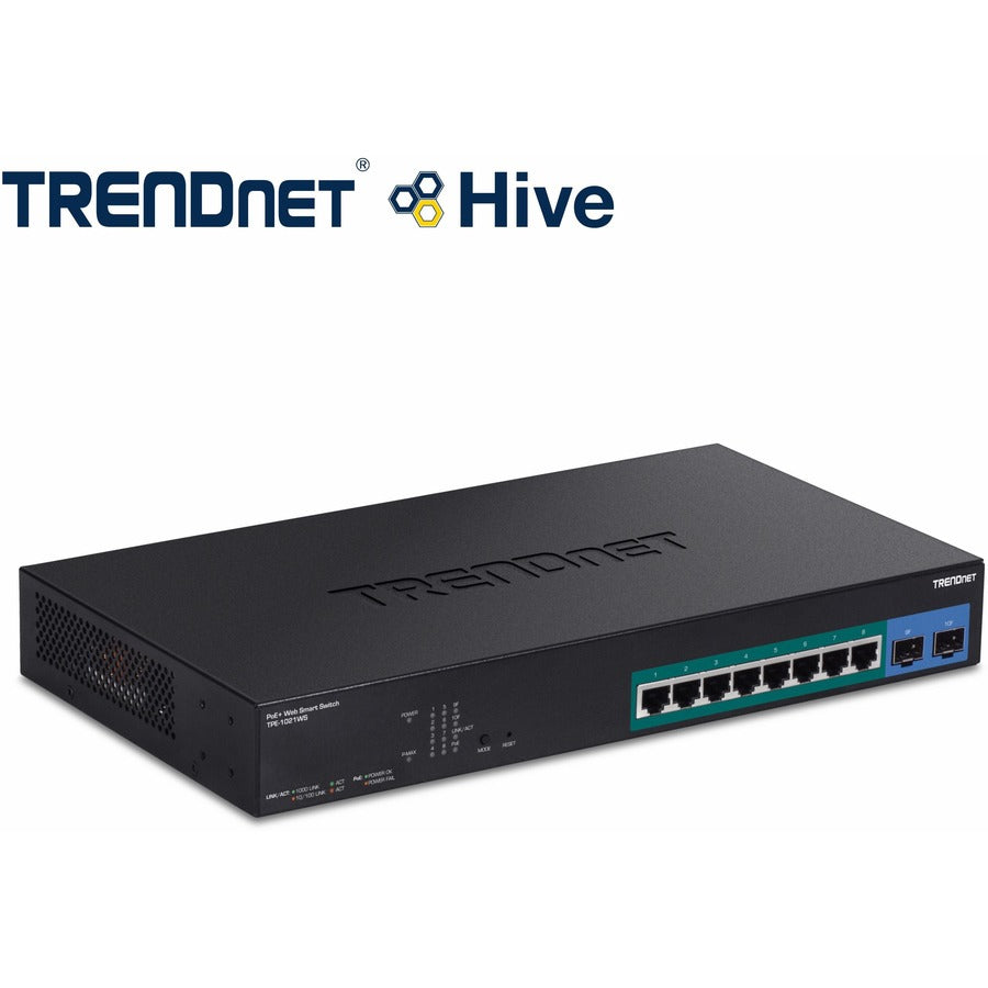 Commutateur Web intelligent PoE+ Gigabit 10 ports TRENDnet TPE-1021WS