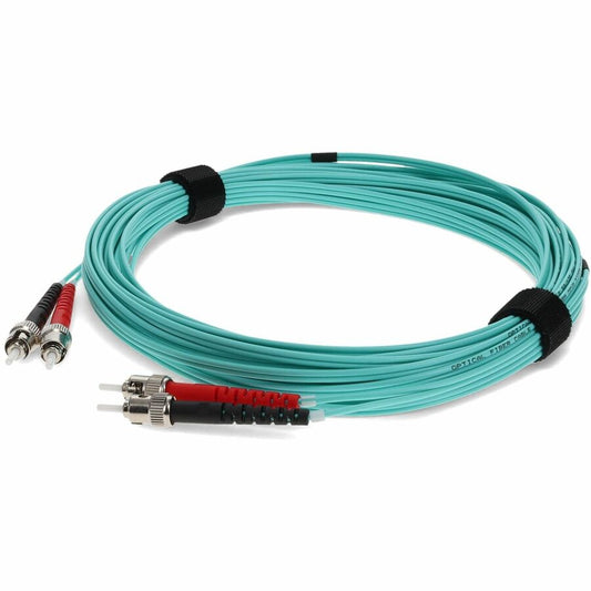 Câble de raccordement fibre optique multimode optimisé au laser (LOMM) duplex ST/ST OM4 Aqua 2 m AddOn ADD-ST-ST-2M5OM4
