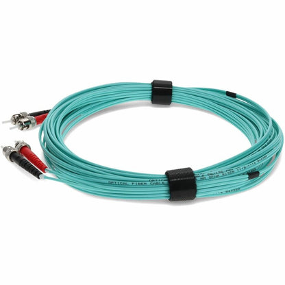 Câble de raccordement fibre optique multimode optimisé au laser (LOMM) duplex ST/ST OM4 Aqua 2 m AddOn ADD-ST-ST-2M5OM4