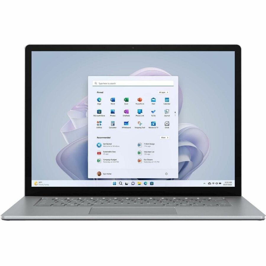 Ordinateur portable à écran tactile Microsoft Surface Laptop 5 15" - Intel Core i7 12e génération i7-1265U - Plateforme Intel Evo - 16 Go - SSD 512 Go - Platinum RIR-00002