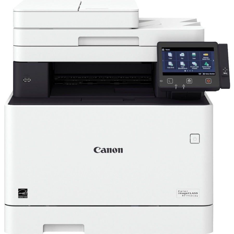Canon imageCLASS MF740 MF743Cdw Laser Multifunction Printer-Color-Copier/Fax/Scanner-ppm Mono/28 ppm Color Print-600x600 dpi Print-Automatic Duplex Print-300 sheets Input-600 dpi Optical Scan-Color Fax-Wireless LAN-Near Field Communication (NFC) 3101C011