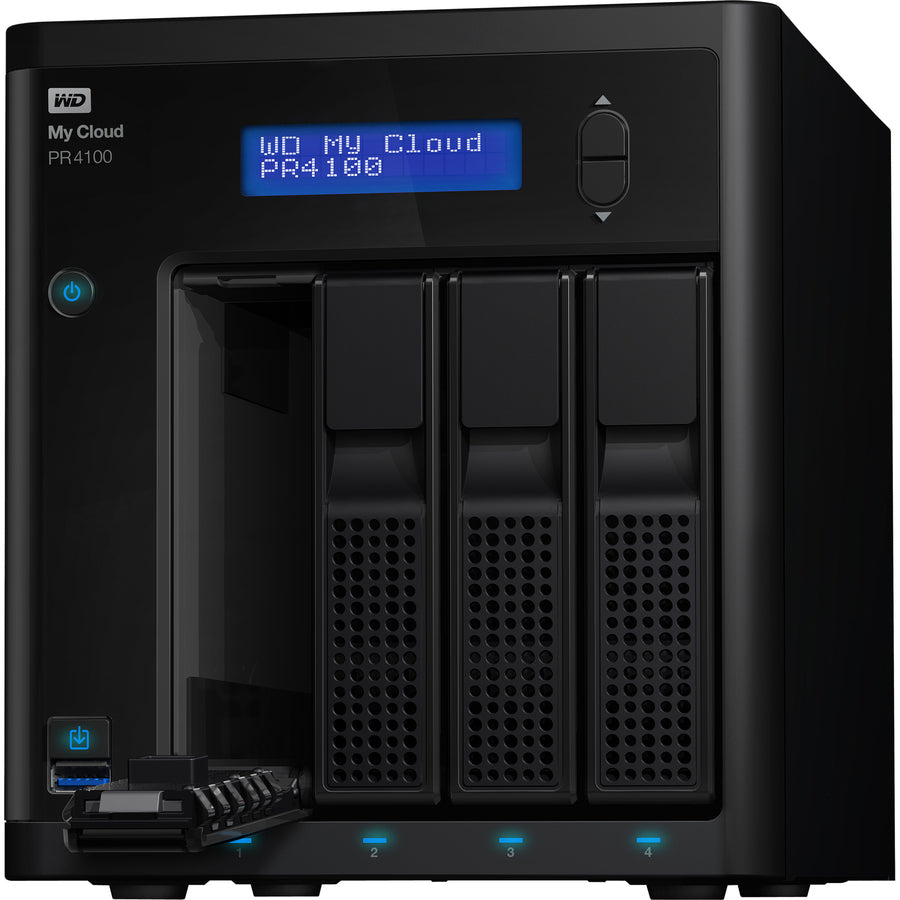 Serveur multimédia sans disque WD My Cloud PR4100 Pro Series 0 To avec transcodage, NAS - Stockage en réseau WDBNFA0000NBK-NESN