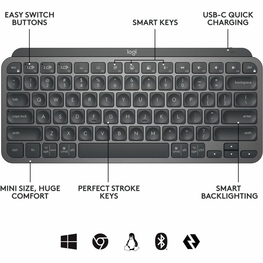 Clavier Logitech MX Keys Mini pour entreprise (graphite) 920-010594