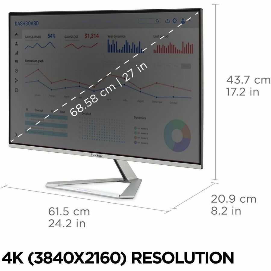 Moniteur LCD 4K UHD de classe 27 pouces ViewSonic VX2776-4K-MHDU - 16:9 - Argent VX2776-4K-MHDU