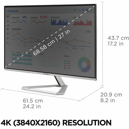 Moniteur LCD 4K UHD de classe 27 pouces ViewSonic VX2776-4K-MHDU - 16:9 - Argent VX2776-4K-MHDU
