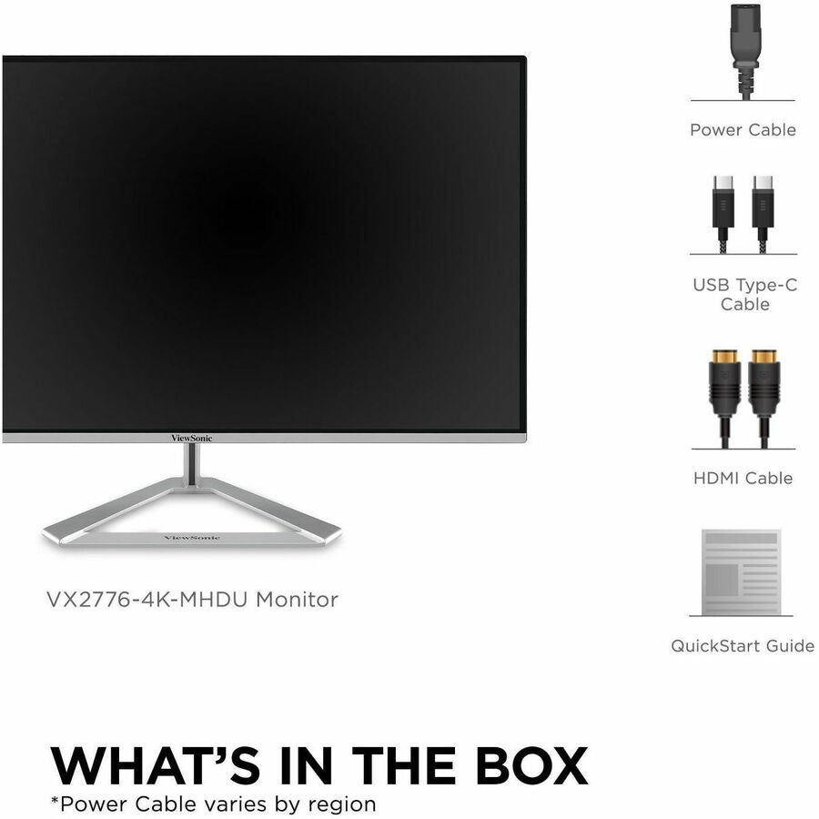 Moniteur LCD 4K UHD de classe 27 pouces ViewSonic VX2776-4K-MHDU - 16:9 - Argent VX2776-4K-MHDU