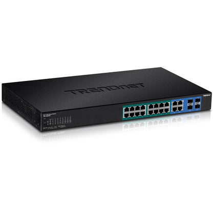 TRENDnet Commutateur Web Smart PoE+ Gigabit PoE+ à 20 ports, 16 ports Gigabit PoE+, 4 ports Gigabit partagés, jusqu'à 30 W par port, budget d'alimentation total de 185 W, montable en rack, noir, TPE-1620WS TPE-1620WS