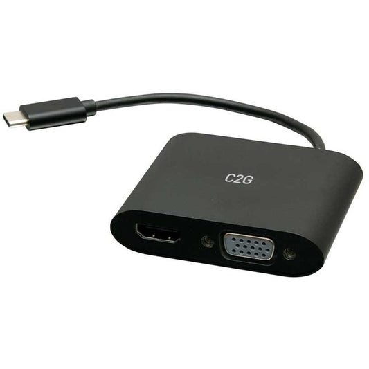Adaptateur double écran USB C vers HDMI et VGA C2G - 4K 30 Hz - Noir C2G29830
