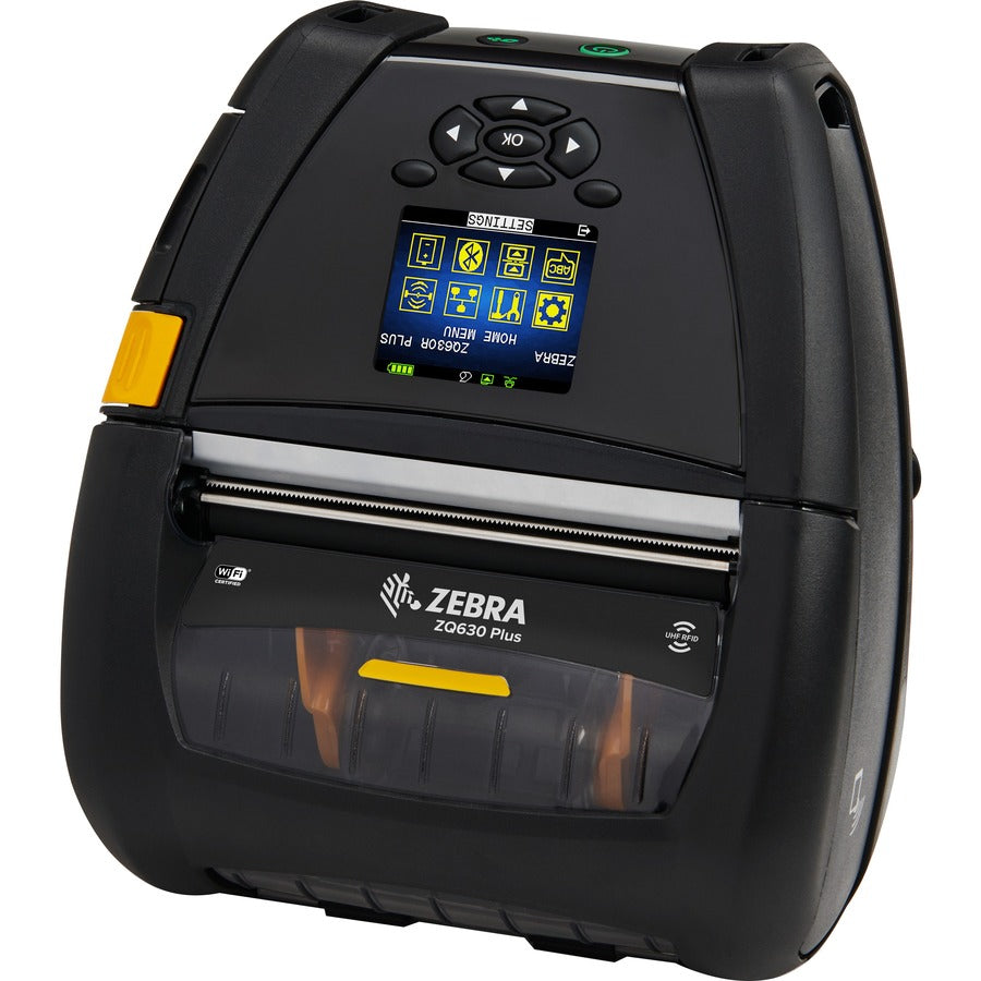 Imprimante thermique directe Zebra ZQ630 Plus de bureau, industrielle et mobile - Monochrome - Impression d'étiquettes/reçus - Bluetooth - LAN sans fil - Communication en champ proche (NFC) - RFID ZQ63-RUWA004-00