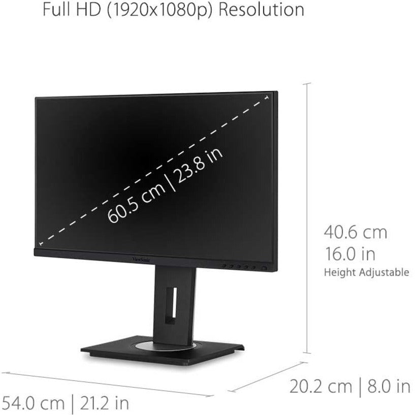 Moniteur LED Full HD ViewSonic Graphic VG2455 de 24 pouces - 16:9 - Noir VG2455