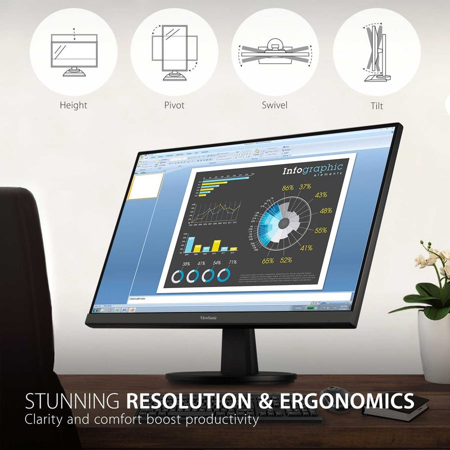 Écran Viewsonic 27", panneau MVA, résolution 1920 x 1080 VA2747-MHJ