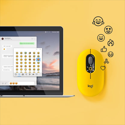 Souris Logitech POP avec emoji - Jaune éclatant 910-006543