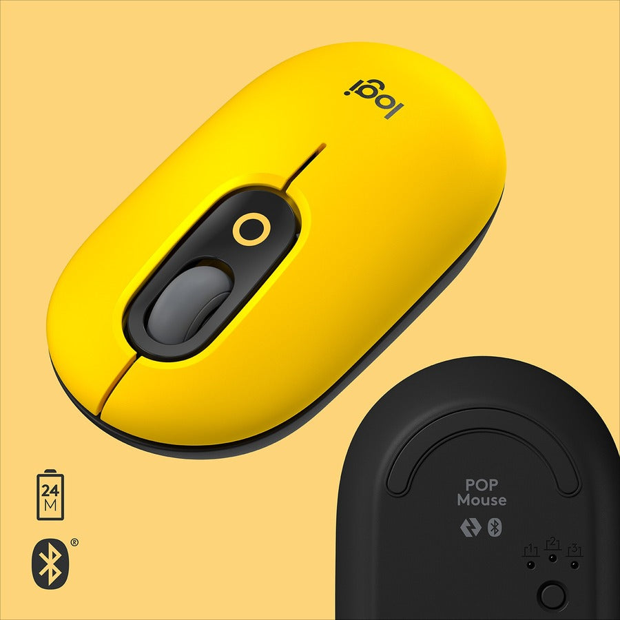Souris Logitech POP avec emoji - Jaune éclatant 910-006543