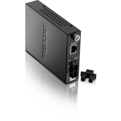 TRENDnet Convertisseur de média fibre optique multimode 1000Base-T vers 1000Base-SX intelligent SC, jusqu'à 550 M (1800 pieds), convertisseur fibre vers Ethernet, capacité de commutation 2 Gbit/s, protection à vie, noir, TFC-1000MSC TFC-1000MSC