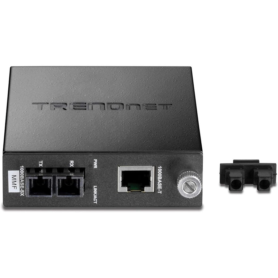 TRENDnet Convertisseur de média fibre optique multimode 1000Base-T vers 1000Base-SX intelligent SC, jusqu'à 550 M (1800 pieds), convertisseur fibre vers Ethernet, capacité de commutation 2 Gbit/s, protection à vie, noir, TFC-1000MSC TFC-1000MSC