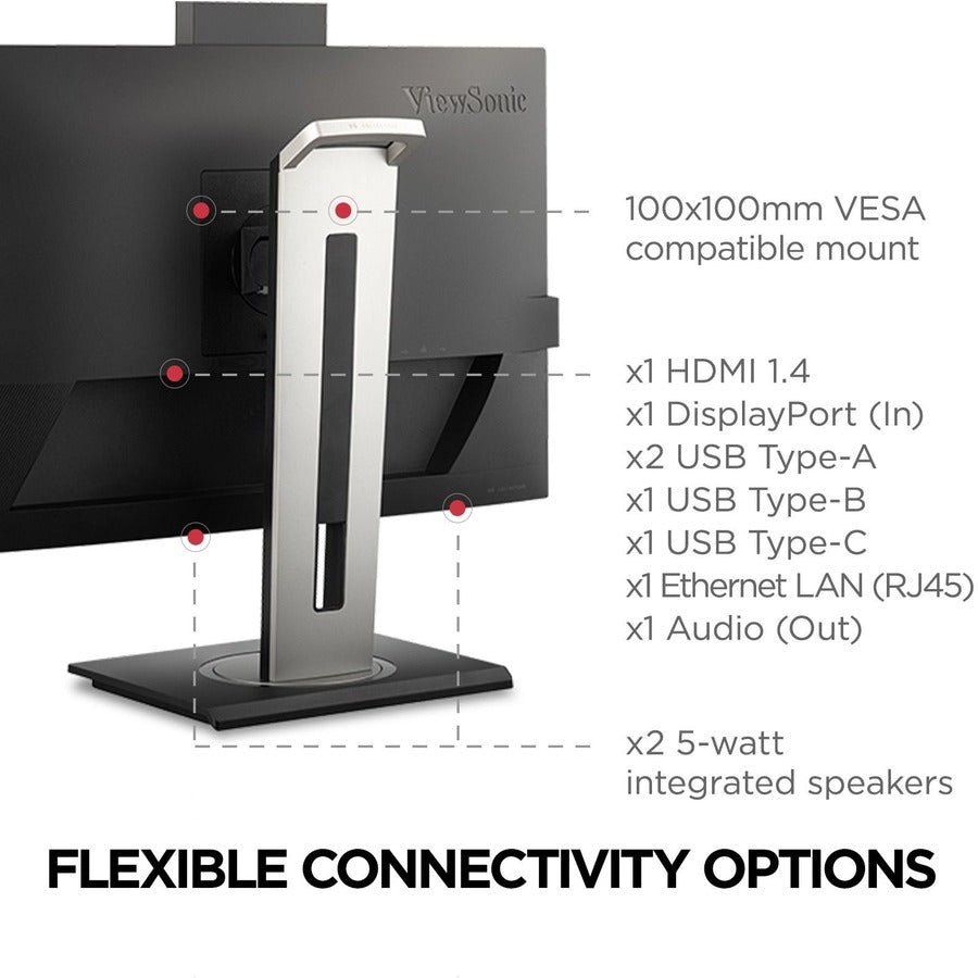 Moniteur LED WQHD avec webcam ViewSonic Graphic VG2756V-2K de 27 pouces - 16:9 - Noir VG2756V-2K