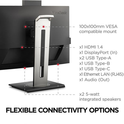 Moniteur LED WQHD avec webcam ViewSonic Graphic VG2756V-2K de 27 pouces - 16:9 - Noir VG2756V-2K
