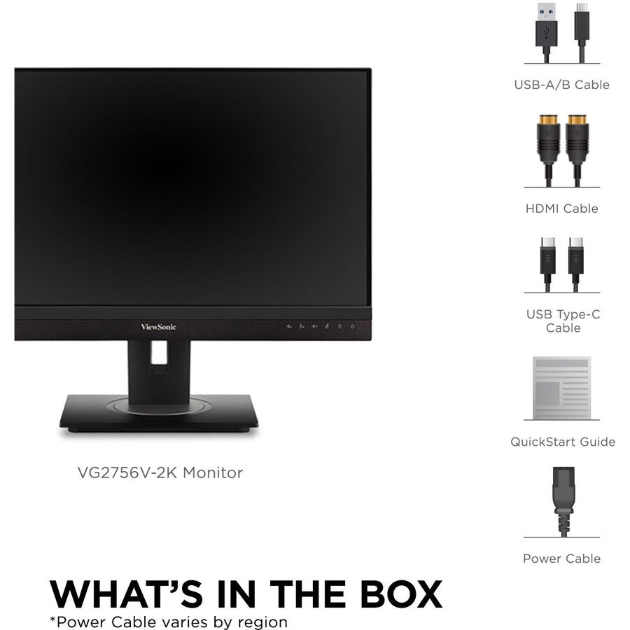 Moniteur LED WQHD avec webcam ViewSonic Graphic VG2756V-2K de 27 pouces - 16:9 - Noir VG2756V-2K