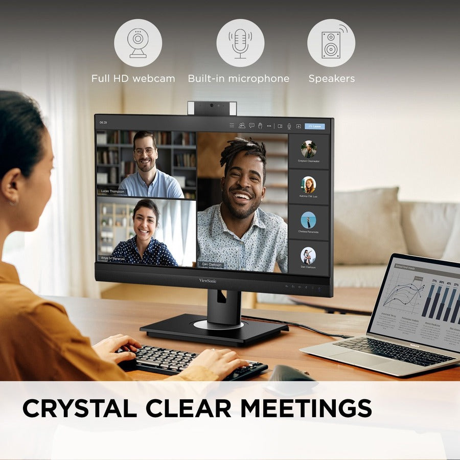 Moniteur LED WQHD avec webcam ViewSonic Graphic VG2756V-2K de 27 pouces - 16:9 - Noir VG2756V-2K
