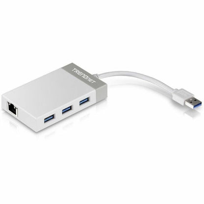 TRENDnet Hub USB 3.0 à 3 ports avec adaptateur Ethernet Gigabit 10/100/1000 Mbps (3 ports USB 3.0 ; un port Ethernet Gigabit RJ45) ; compatible avec XP ; Vista ; Windows 7 ; 8 ; 8.1 ; 10 ; Mac OS 10.6-10.9 ; Nintendo Switch ; TU3-ETGH3 TU3-ETGH3