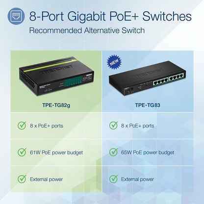 TRENDnet Switch Gigabit GREENnet à 8 ports, commutateur réseau Ethernet, 8 ports Gigabit Ethernet 10-100-1000 Mbps, capacité de commutation 16 Gbps, métal, protection à vie, noir, TEG-S82G TEG-S82g